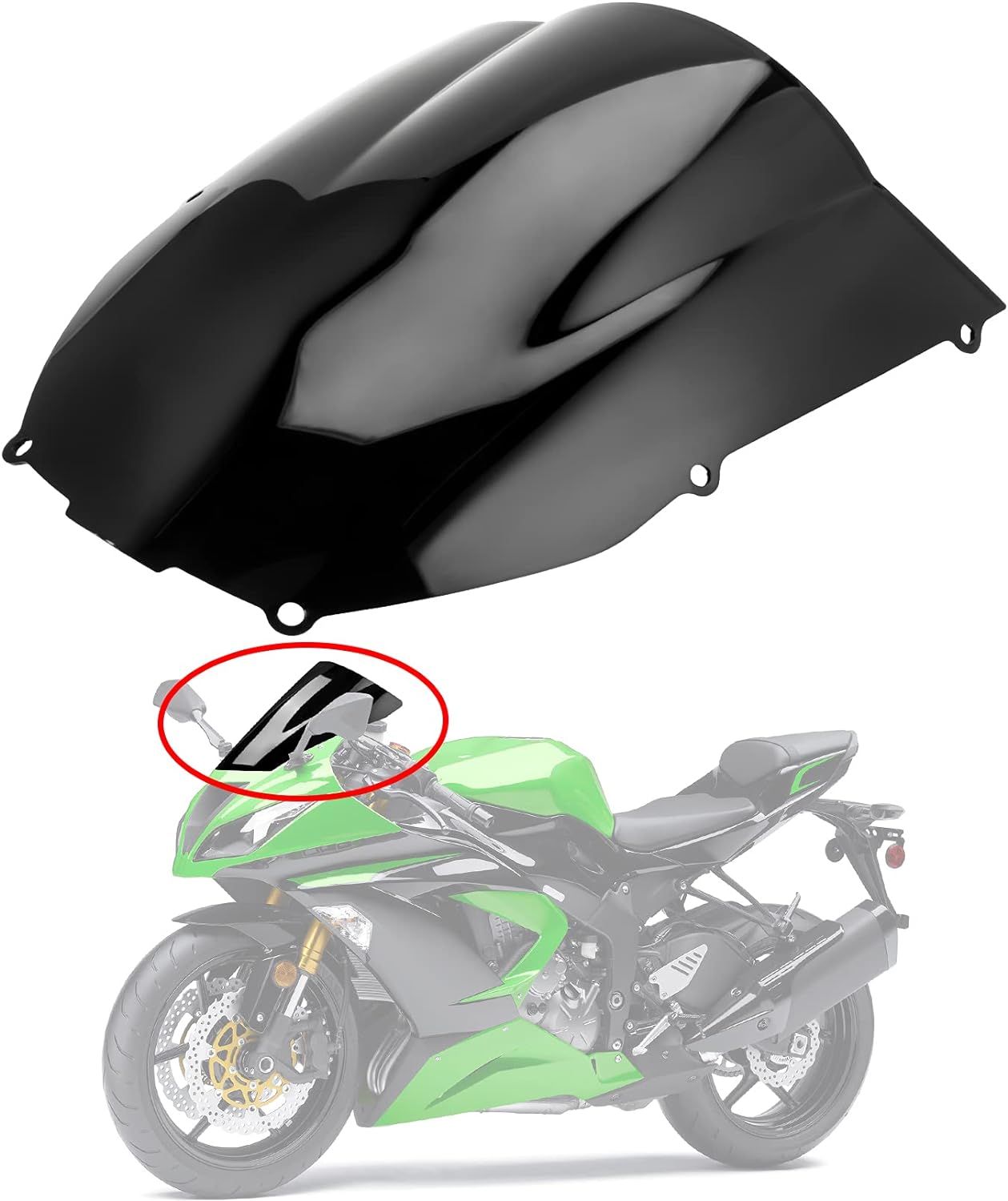 Parbriz Fumuriu Kawasaki ZX6R ninja 2000-2002 Negru geam 4 Parbriz Fumuriu Kawasaki ZX6R ninja 2000-2002 Negru geam - imagine 4